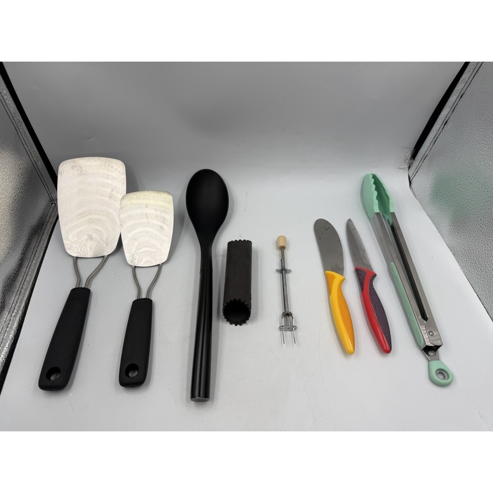 Kitchen Tools Utensils Turners, Knives, Tongs, & Random Mixed Lot of 8
